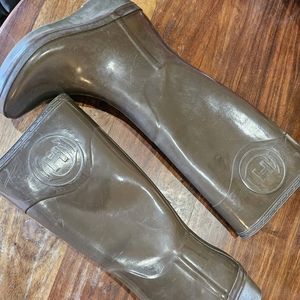 Hunter Champery wedge brown rainboots,  ladies size 8